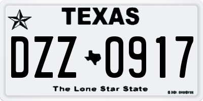 TX license plate DZZ0917