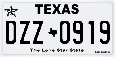 TX license plate DZZ0919