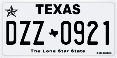 TX license plate DZZ0921