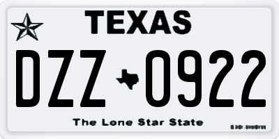 TX license plate DZZ0922