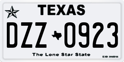 TX license plate DZZ0923