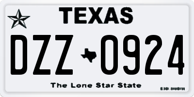 TX license plate DZZ0924