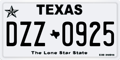 TX license plate DZZ0925