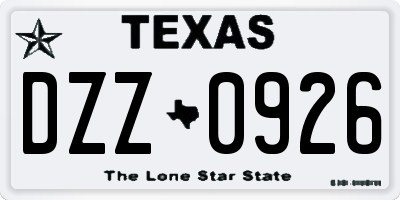 TX license plate DZZ0926