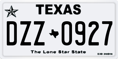 TX license plate DZZ0927