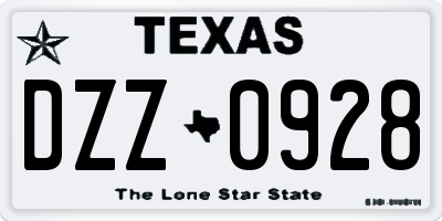 TX license plate DZZ0928