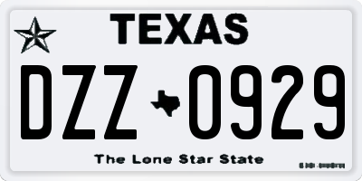 TX license plate DZZ0929