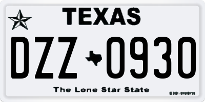 TX license plate DZZ0930