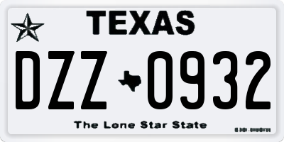 TX license plate DZZ0932