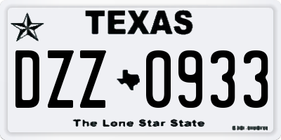 TX license plate DZZ0933