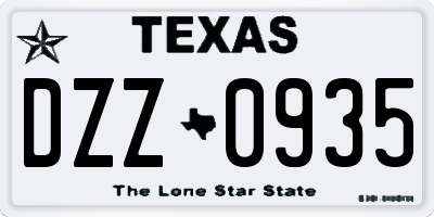 TX license plate DZZ0935