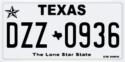 TX license plate DZZ0936