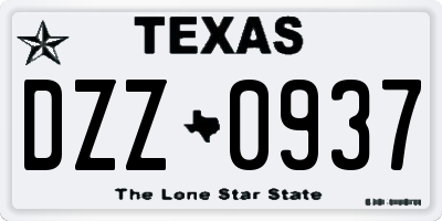 TX license plate DZZ0937