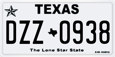 TX license plate DZZ0938