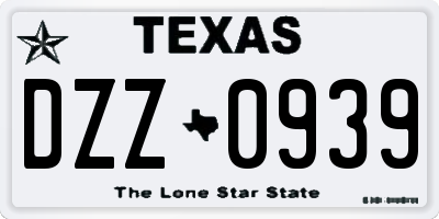 TX license plate DZZ0939