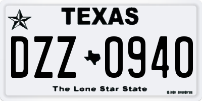 TX license plate DZZ0940