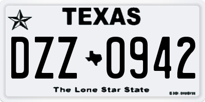 TX license plate DZZ0942