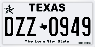 TX license plate DZZ0949