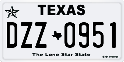 TX license plate DZZ0951