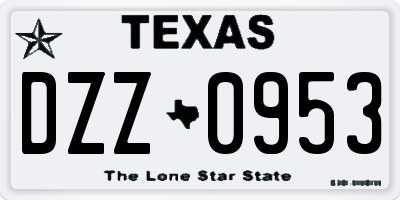 TX license plate DZZ0953