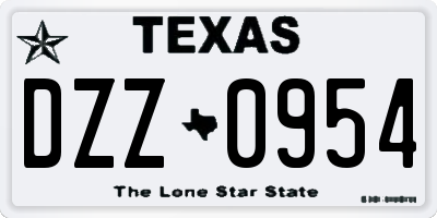 TX license plate DZZ0954