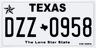 TX license plate DZZ0958