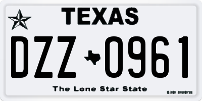 TX license plate DZZ0961