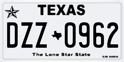 TX license plate DZZ0962