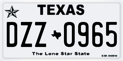 TX license plate DZZ0965