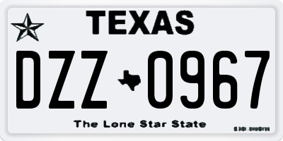 TX license plate DZZ0967