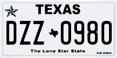 TX license plate DZZ0980