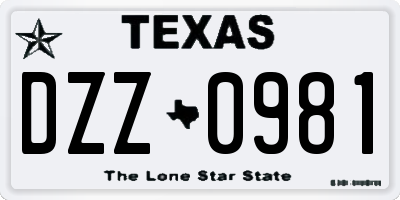 TX license plate DZZ0981