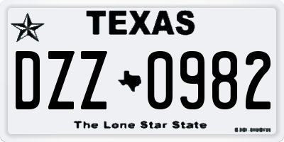 TX license plate DZZ0982