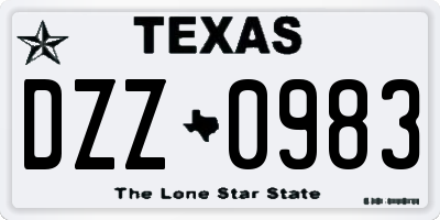 TX license plate DZZ0983