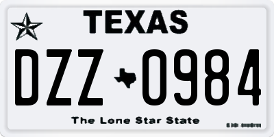 TX license plate DZZ0984