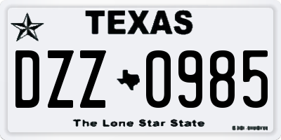 TX license plate DZZ0985