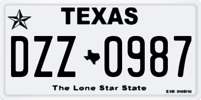 TX license plate DZZ0987