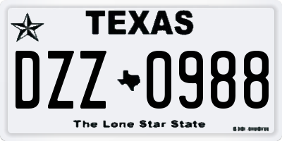 TX license plate DZZ0988