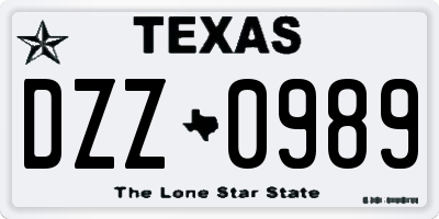 TX license plate DZZ0989