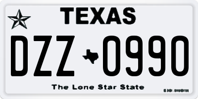 TX license plate DZZ0990