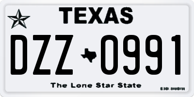 TX license plate DZZ0991