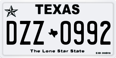 TX license plate DZZ0992