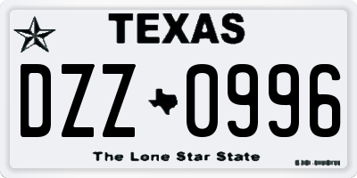 TX license plate DZZ0996