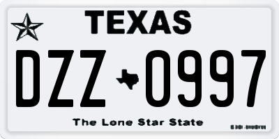 TX license plate DZZ0997