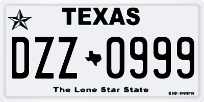 TX license plate DZZ0999