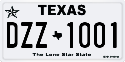 TX license plate DZZ1001