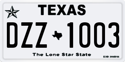 TX license plate DZZ1003