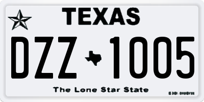 TX license plate DZZ1005