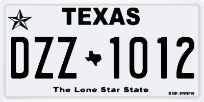 TX license plate DZZ1012