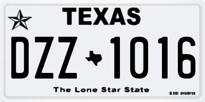 TX license plate DZZ1016